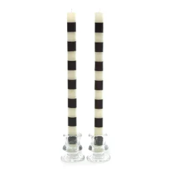 Bands Black Dinner Candles, Set of 2