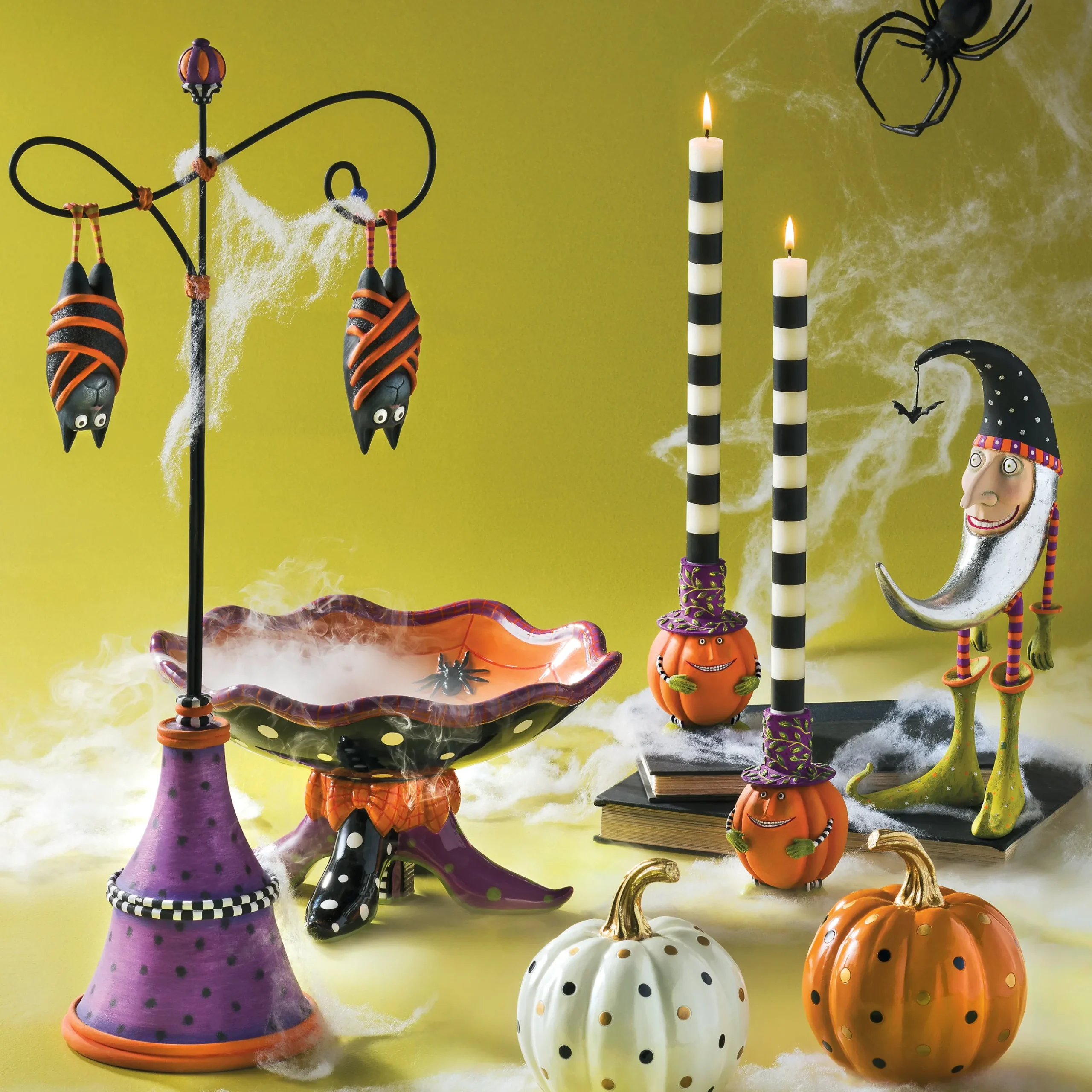 Bands Black Dinner Candles, Set of 2