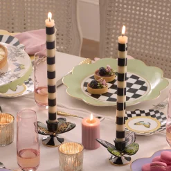 Bands Black Dinner Candles, Set of 2
