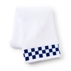 Bath Towel with Indigo Check Border