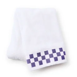 Bath Towel with Violet Check Border