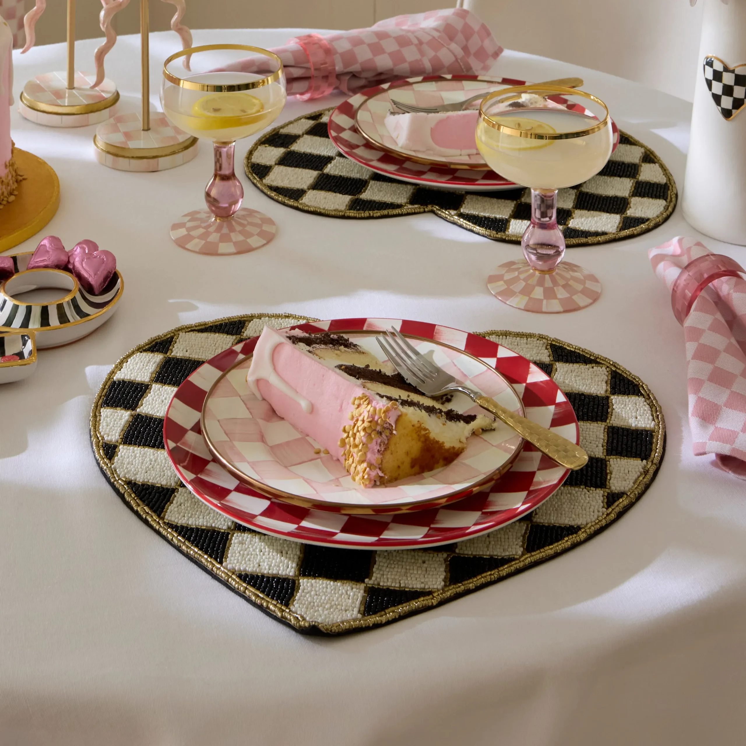Black and White Check Heart Shaped Placemat