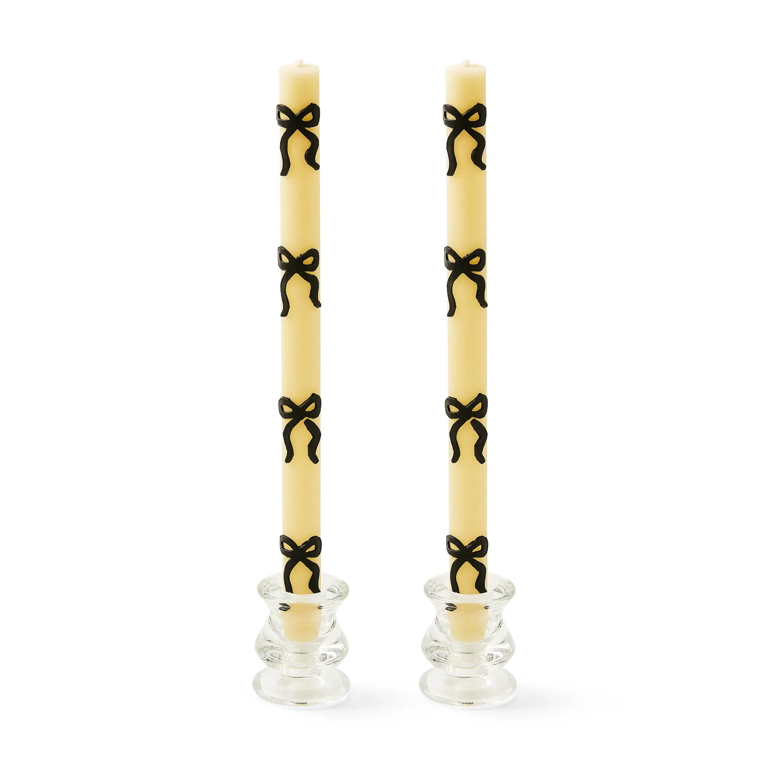 Black Bow Dinner Candles, Set of 2