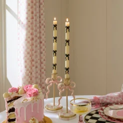 Black Bow Dinner Candles, Set of 2