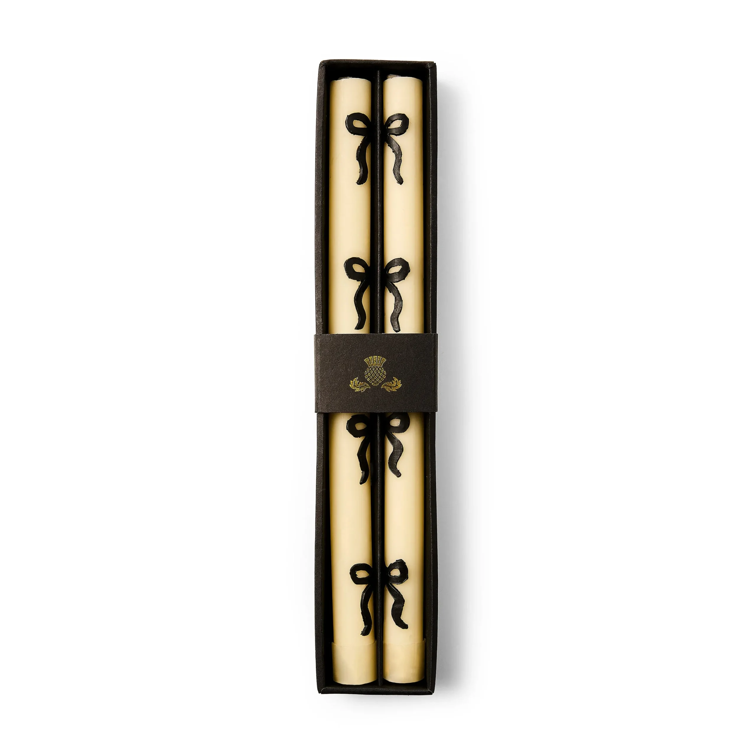 Black Bow Dinner Candles, Set of 2