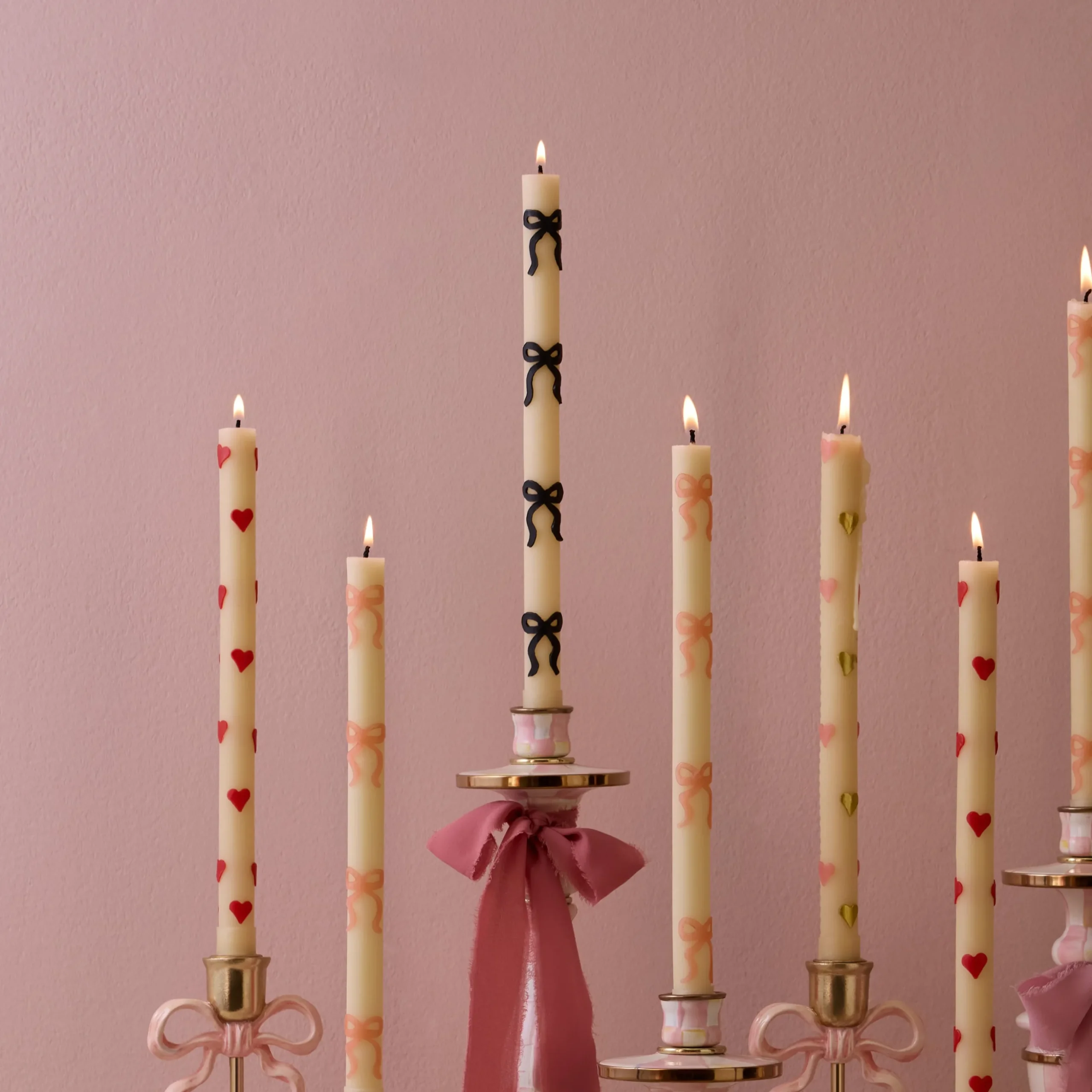 Black Bow Dinner Candles, Set of 2