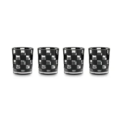 Black Check Acrylic Tumblers, Set of 4