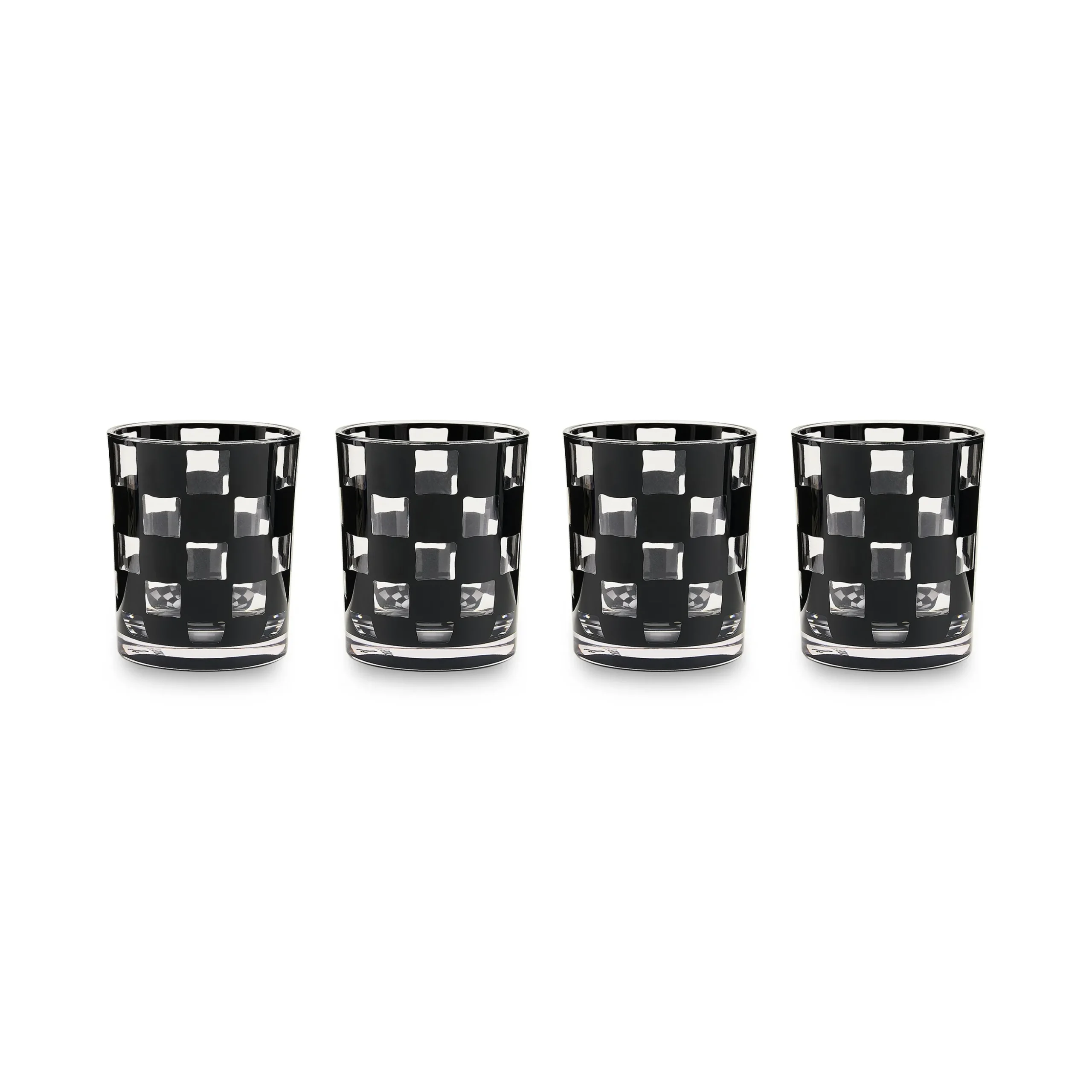 Black Check Acrylic Tumblers, Set of 4
