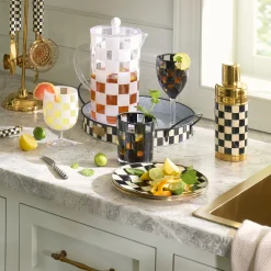Black Check Acrylic Tumblers, Set of 4