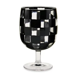Black Check Acrylic Water Goblets, Set of 4