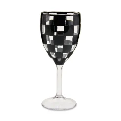 Black Check Acrylic Wine Goblets, Set of 4
