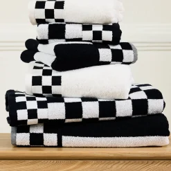 Black Check Bath Towel