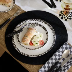 Black Check Faux Leather Placemat