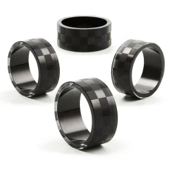 Black Check Napkin Rings, Set of 4