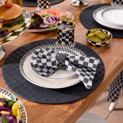 Black Check Napkin Rings, Set of 4