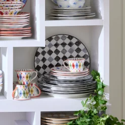 Black Check Round Platter
