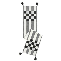 Black Checks and Stripes Table Runner