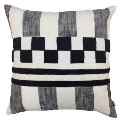 Black Checks and Stripes Throw Pillow