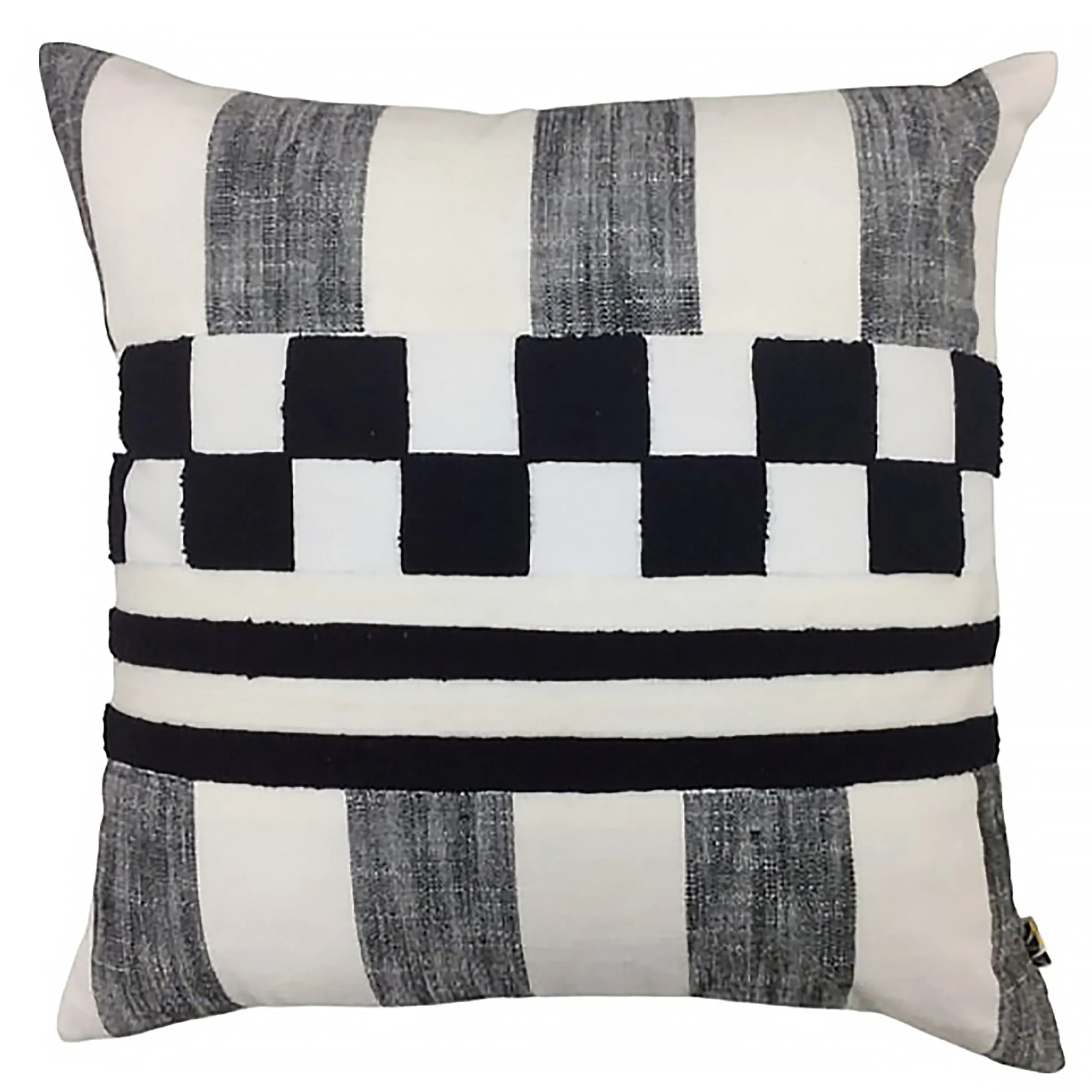 Black Checks and Stripes Throw Pillow