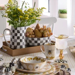 Black Check Serving Bowl