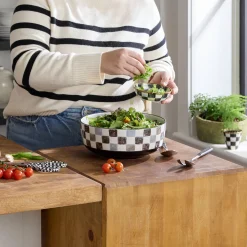 Black Check Serving Bowl