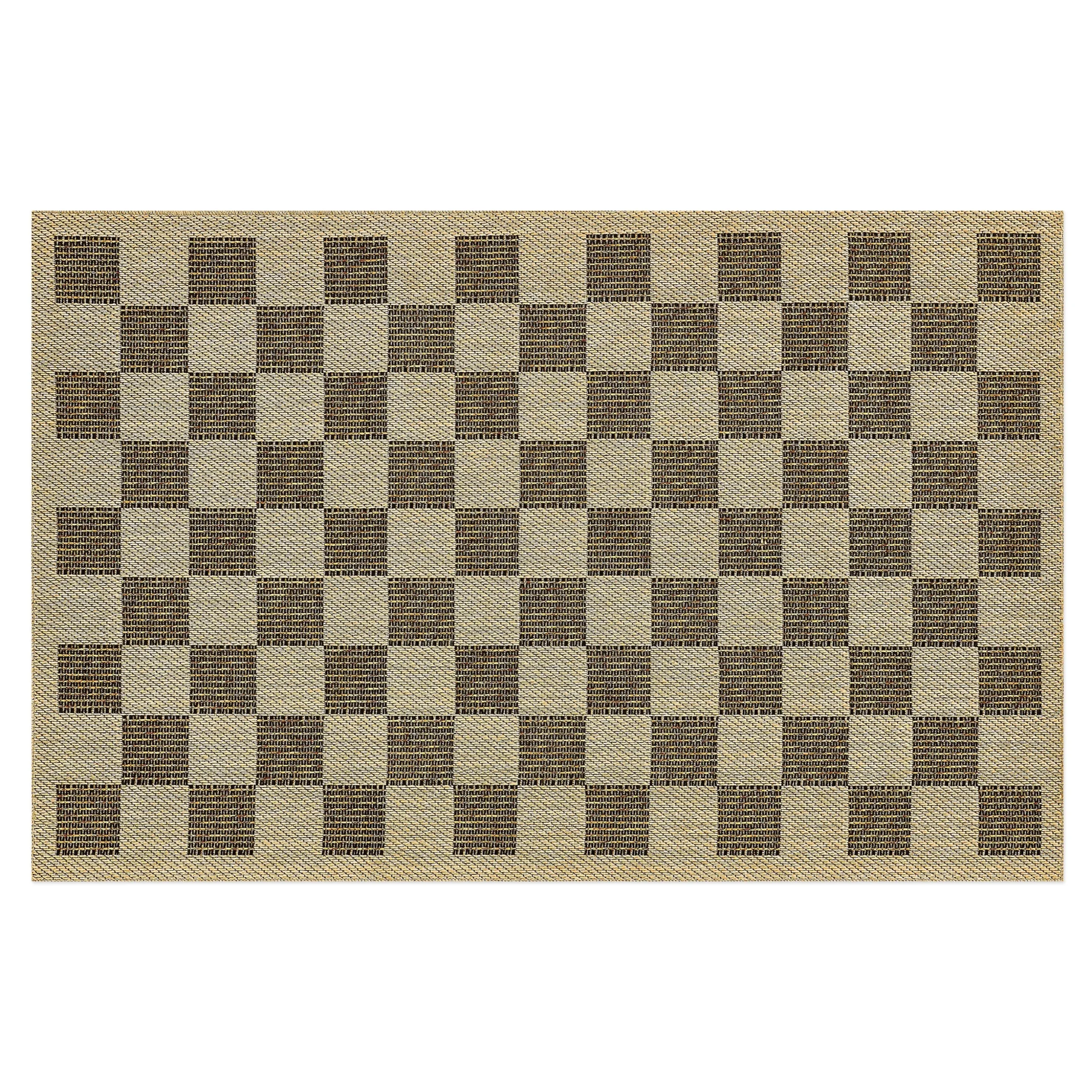 Black Check 3' x 5' Indoor/Outdoor Rug