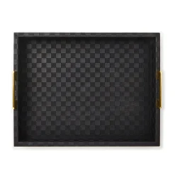 Black Faux Leather Large Tray