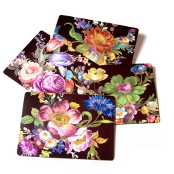 Black Flower Market Placemats, Set of 4