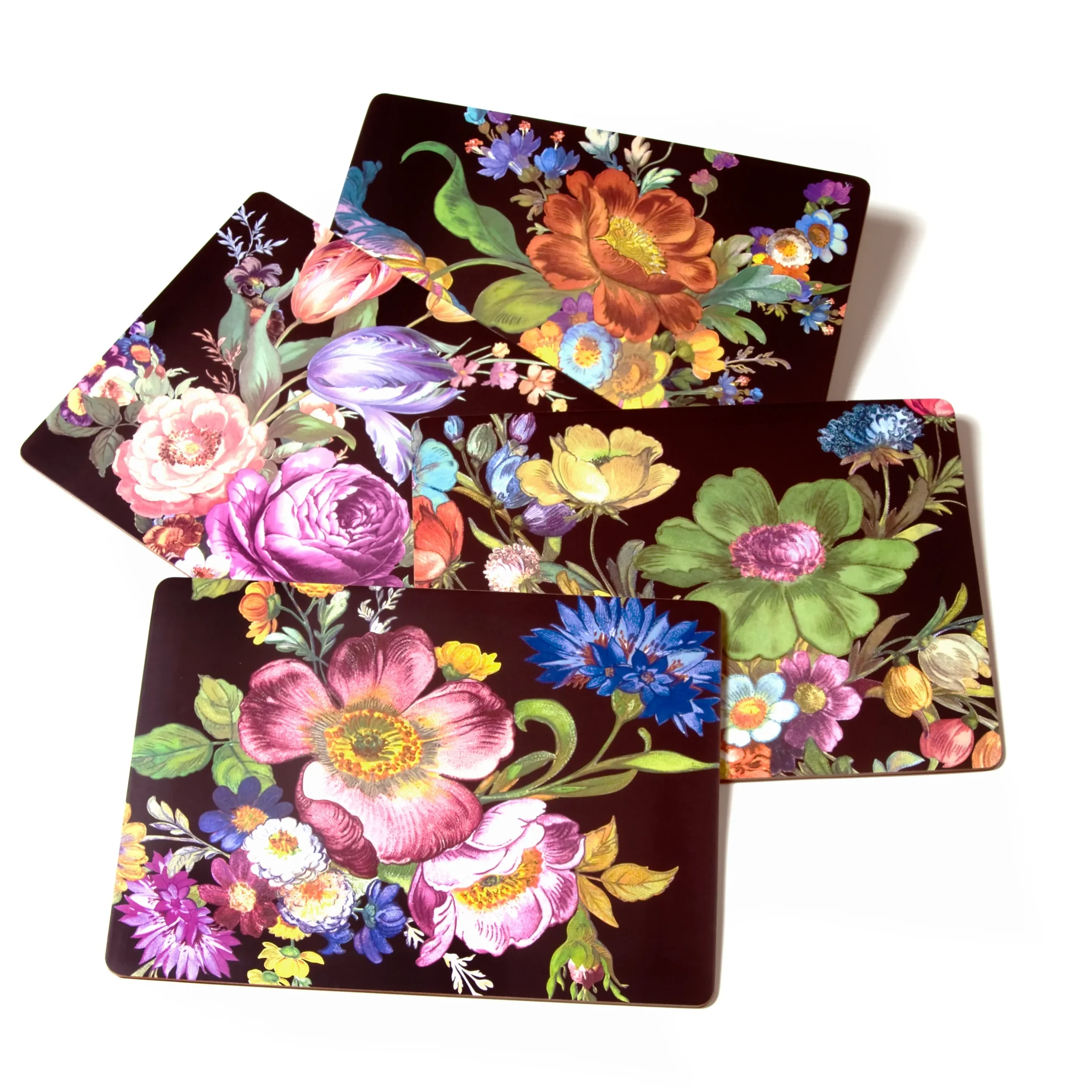 Black Flower Market Placemats, Set of 4