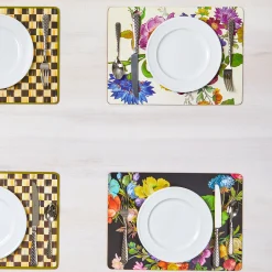 Black Flower Market Placemats, Set of 4