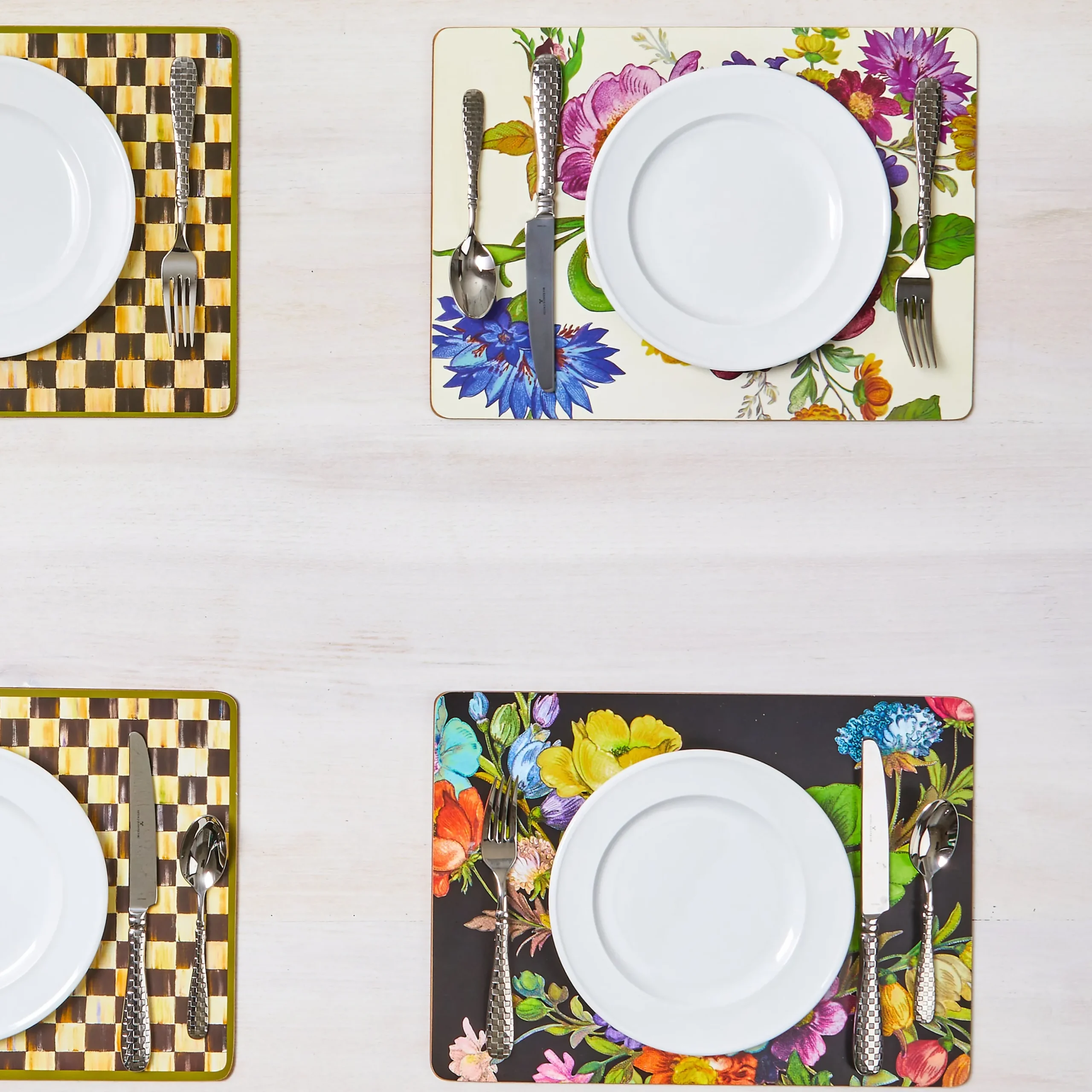 Black Flower Market Placemats, Set of 4