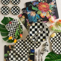Black Flower Market Placemats, Set of 4