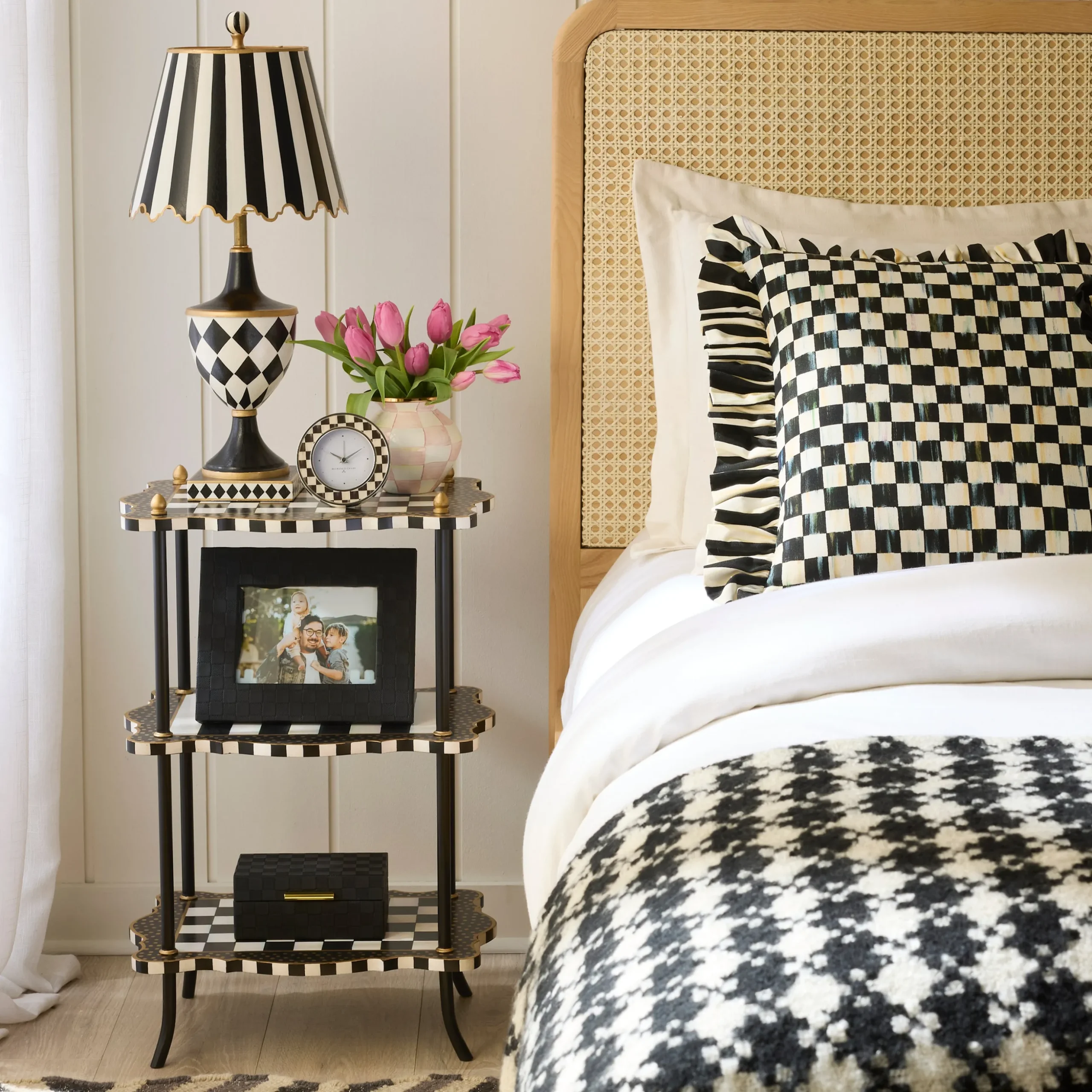 Black & White Check and Stripe 3 Tier Table