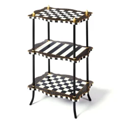 Black & White Check and Stripe 3 Tier Table