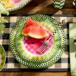 Black Woven Check Straw Placemats, Set of 4
