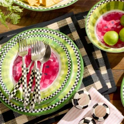 Black Woven Check Straw Placemats, Set of 4