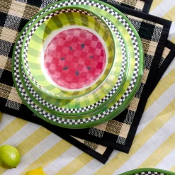 Black Woven Check Straw Placemats, Set of 4