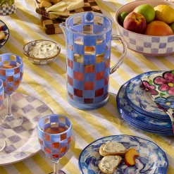 Blue Check Acrylic Pitcher