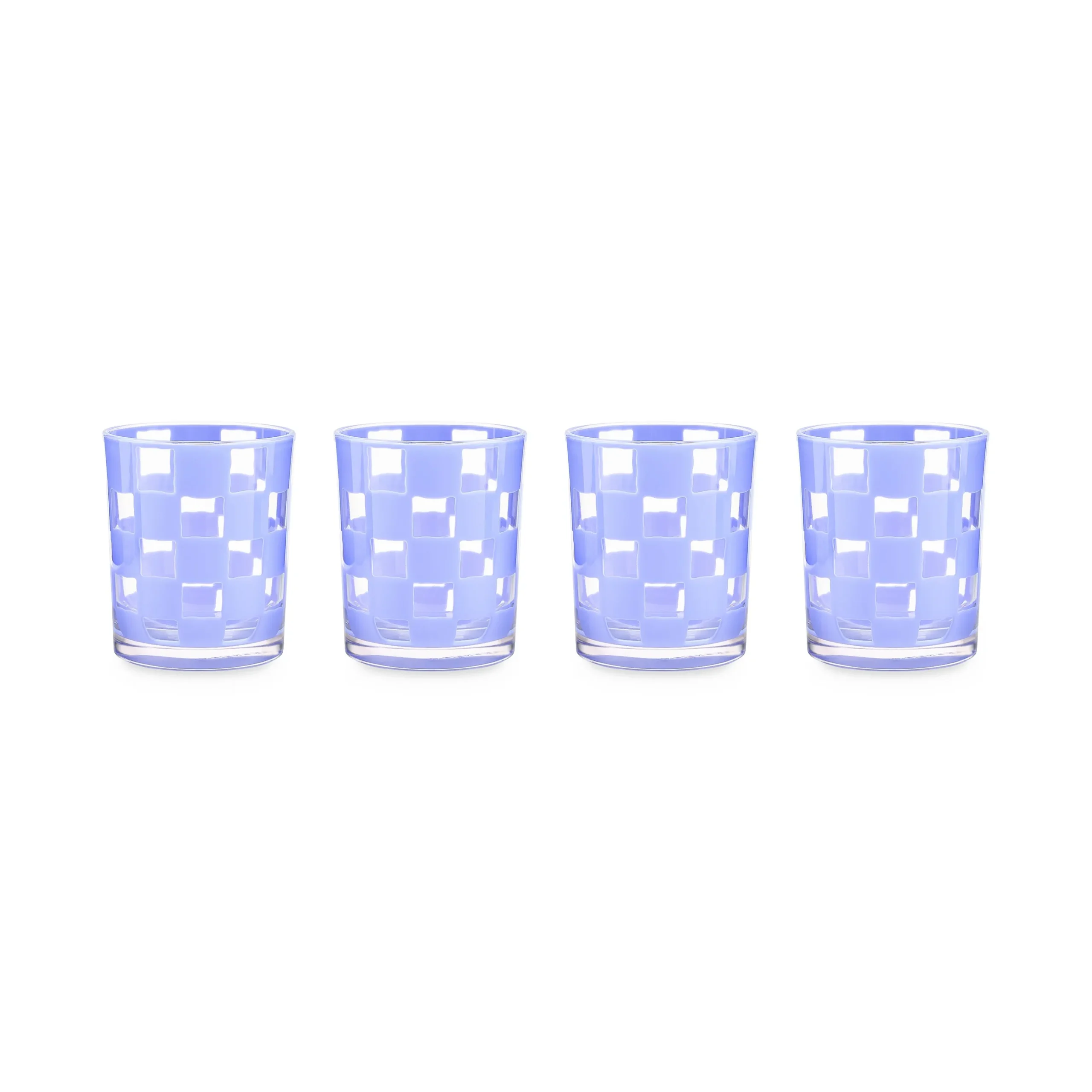 Blue Check Acrylic Tumblers, Set of 4