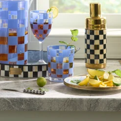 Blue Check Acrylic Tumblers, Set of 4
