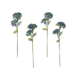 Blue Hydrangea Beaded Flower Stem, Set of 4