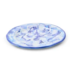 Blue Marble Check Melamine Salad Plates, Set of 4