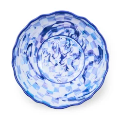 Blue Marble Check Melamine Serving Bowl
