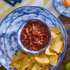 Blue Marble Check Melamine Small Bowls, Set of 4