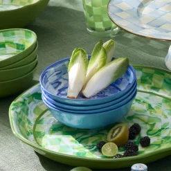 Blue Marble Check Melamine Small Bowls, Set of 4