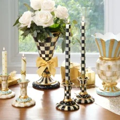 Check Black & Ivory Dinner Candles, Set of 2