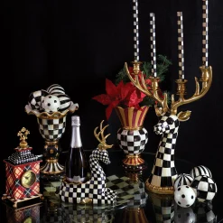 Check Black & Ivory Dinner Candles, Set of 2