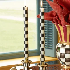 Check Black & Ivory Dinner Candles, Set of 2