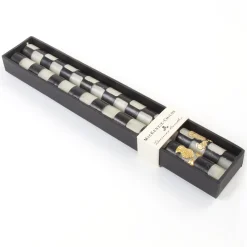 Check Black & Ivory Dinner Candles, Set of 2
