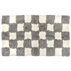 Checkerboard Grey Bath Rug